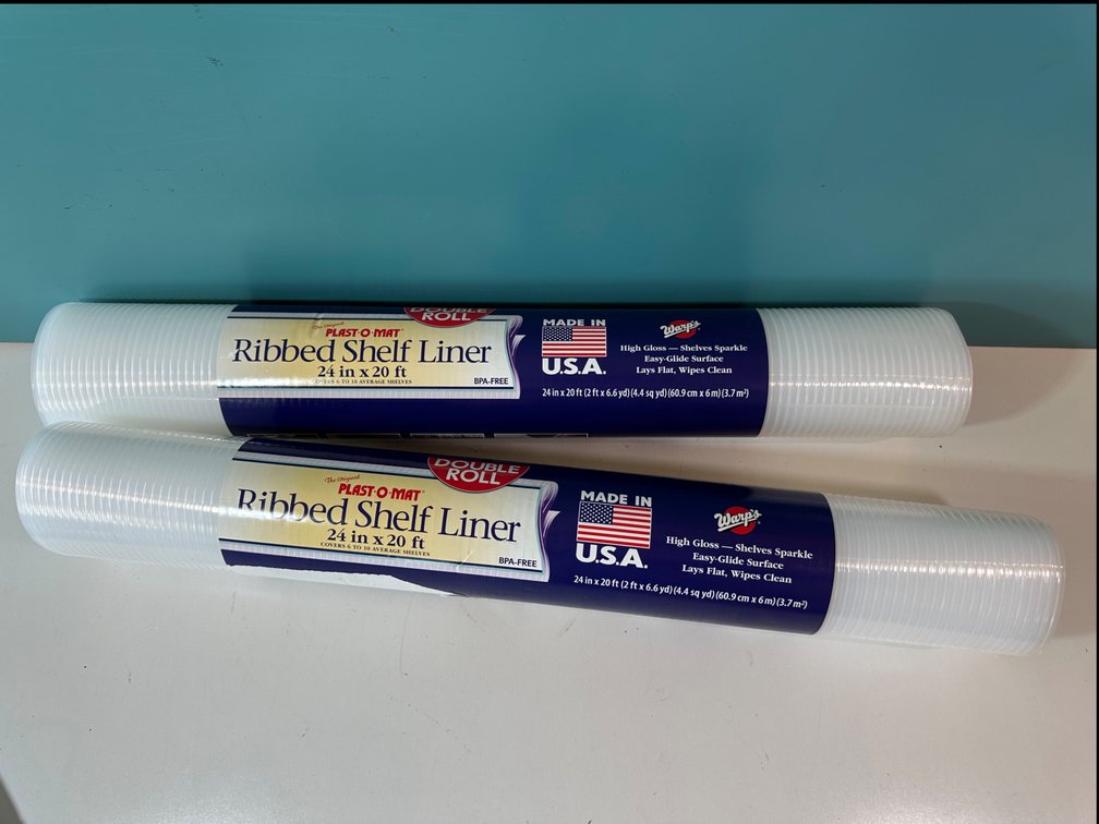 (X's 2) New - Rolls of Plast-O-Mat Ribbed Shelf Liner (24” x 20 ft)