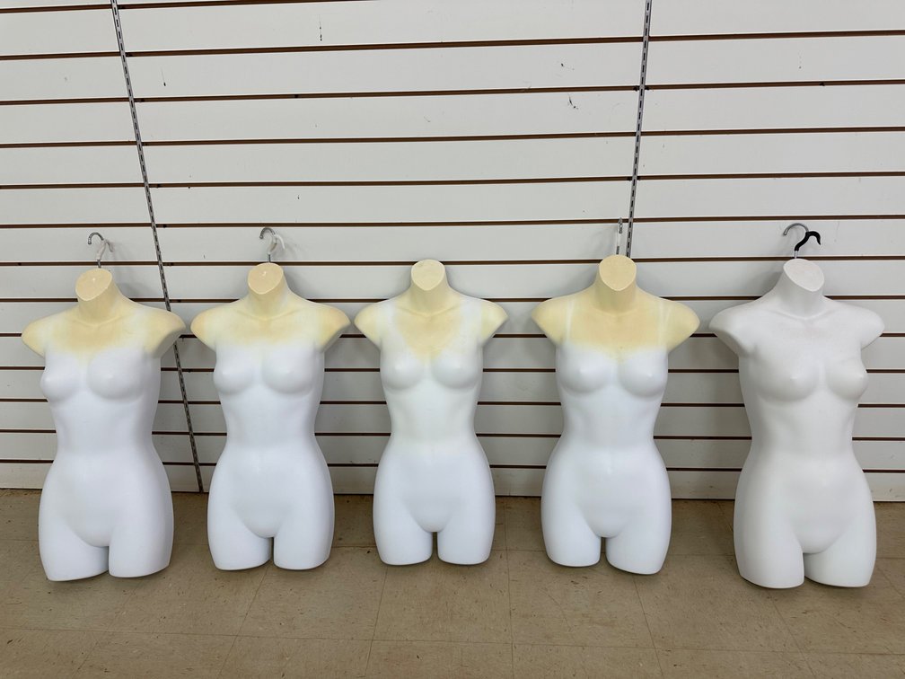 Set of Five Female Adult-Size Mannequin Forms with Hooks