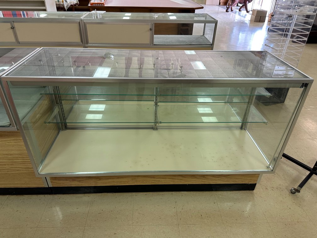 Glass Display Case with Storage