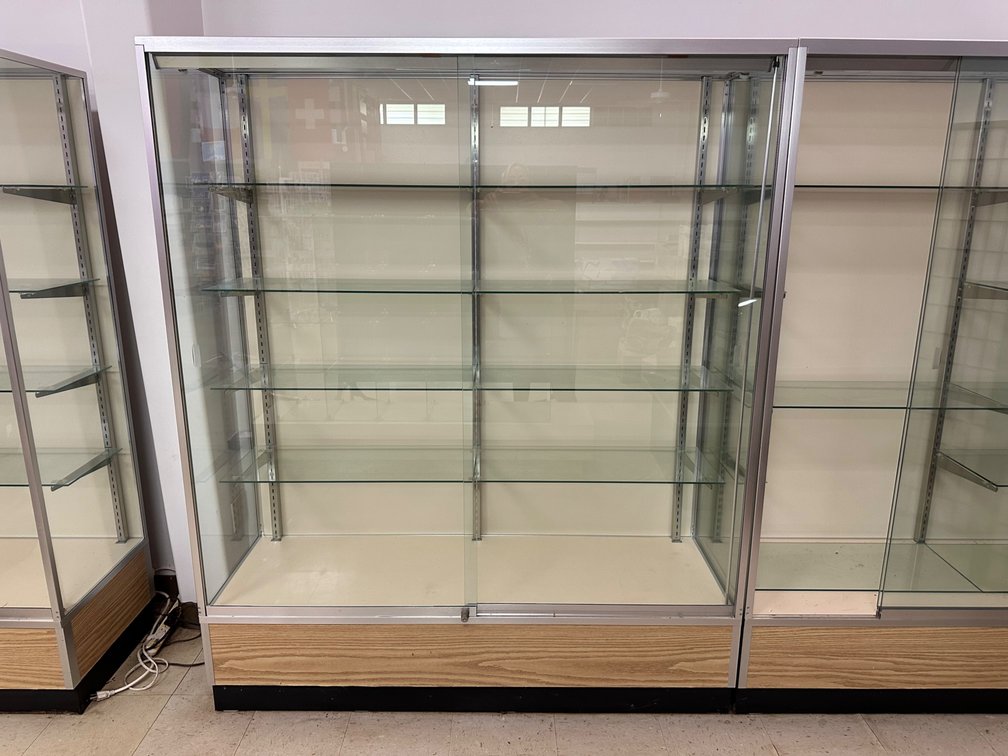 Glass Display Cabinet with Adjustable Shelves