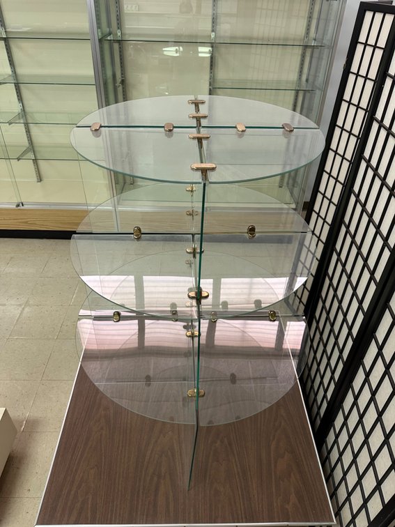 Three-Tier Circular Glass Display Shelving – Retail Store Fixture
