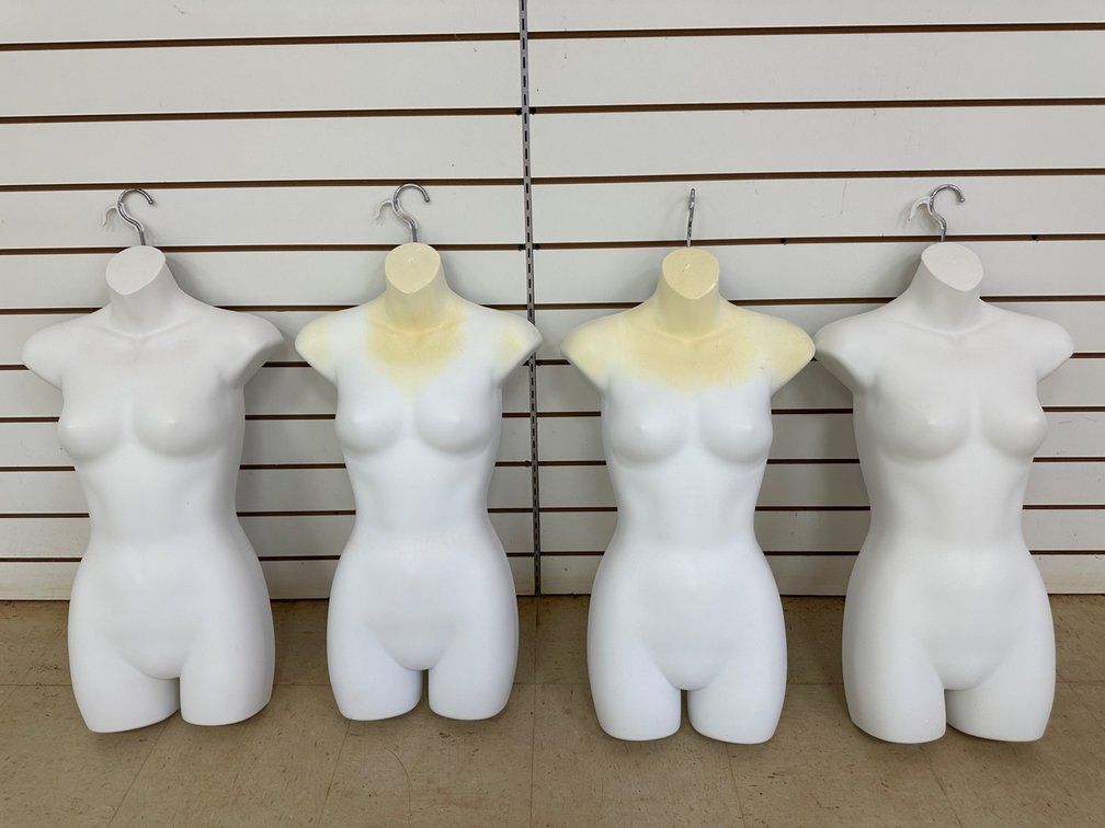 Set of Four Female Adult-Size Mannequin Forms with Hooks