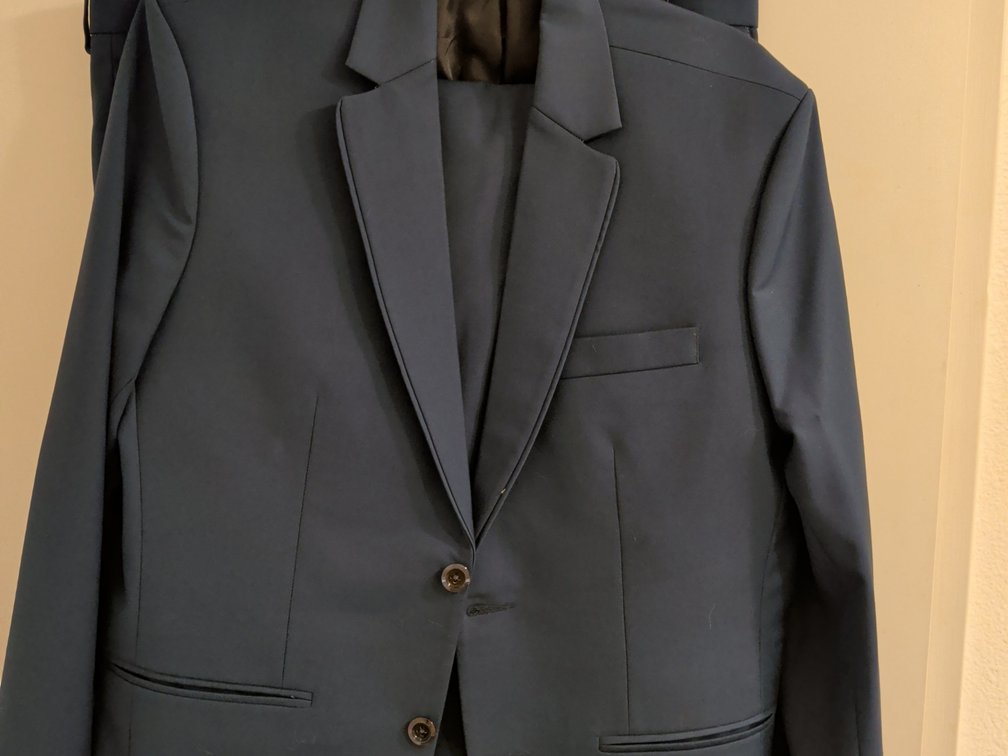 Blue green suit with extra pants