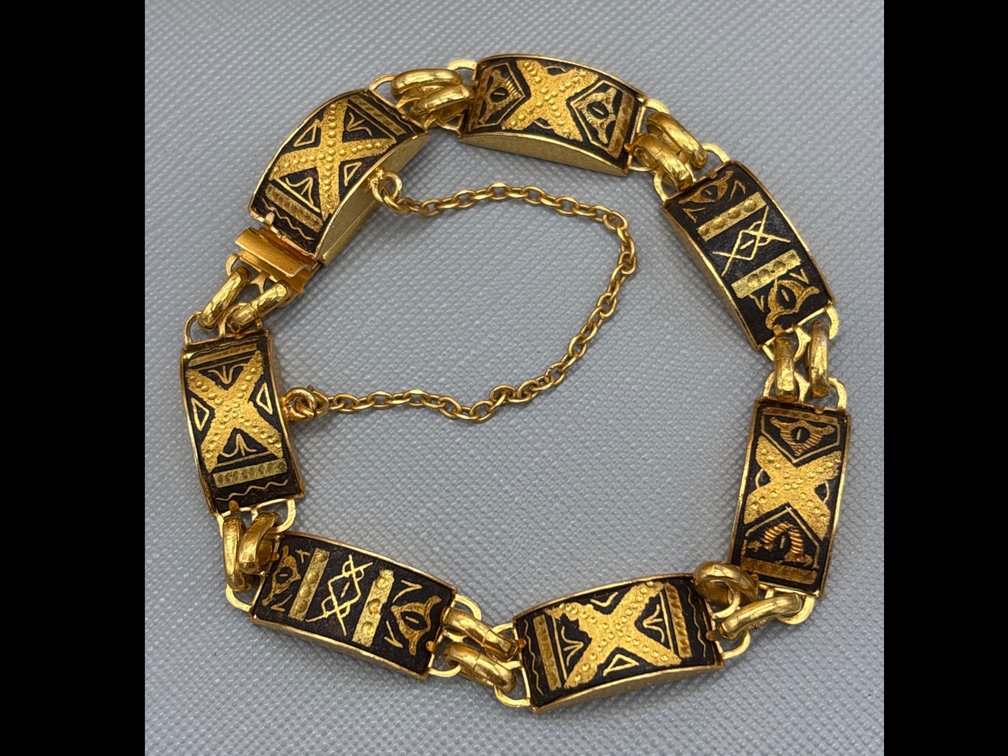 Damascene X Design Panel Bracelet 