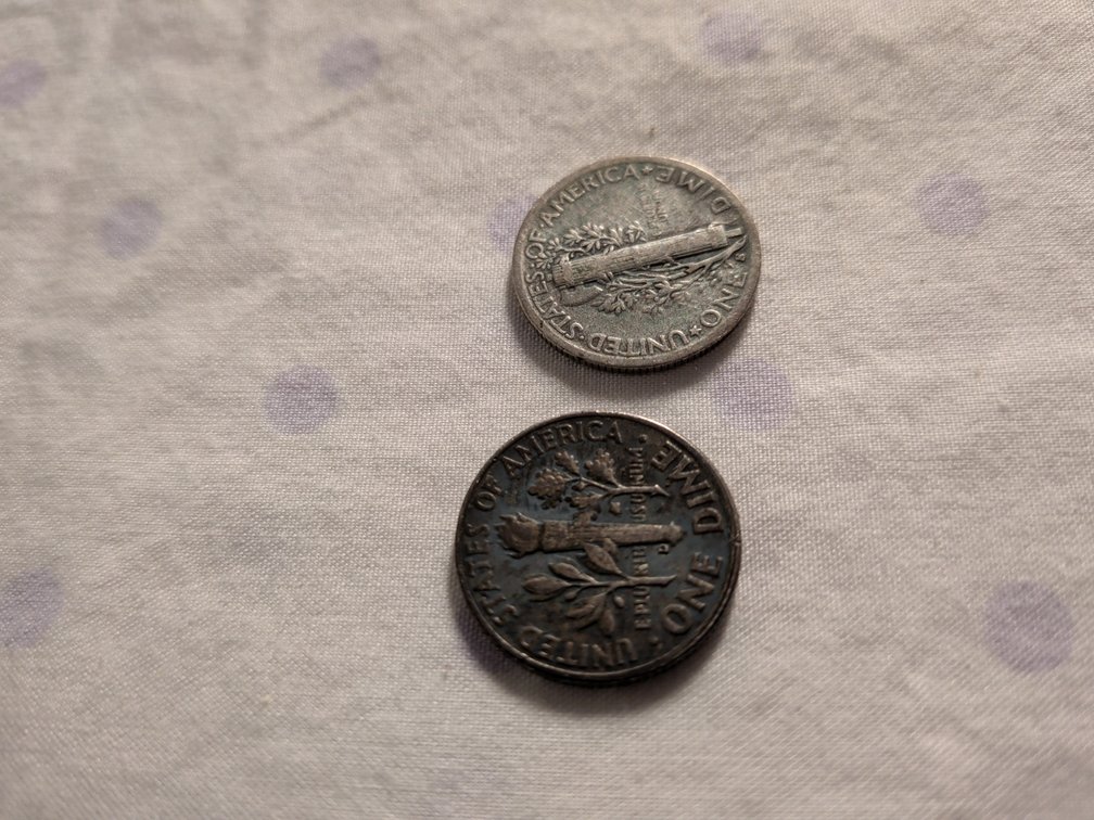 Old Dimes with Silver 1958 and 1942
