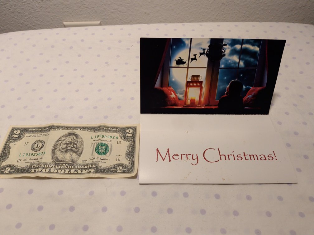 $2 Rare Christmas bill from bank.