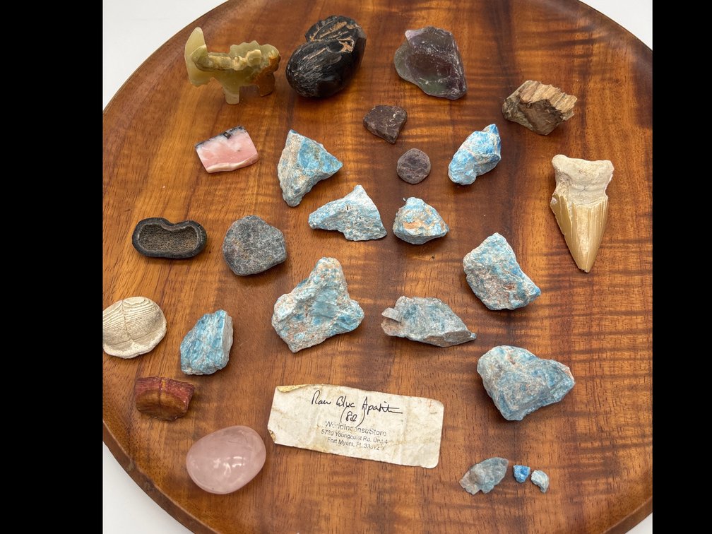 Raw Blue Apatite and Other Stones