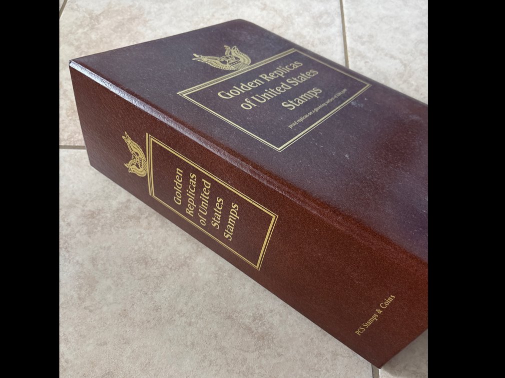 Golden Replicas of US Stamps in Book w/ Surface of 22k Gold