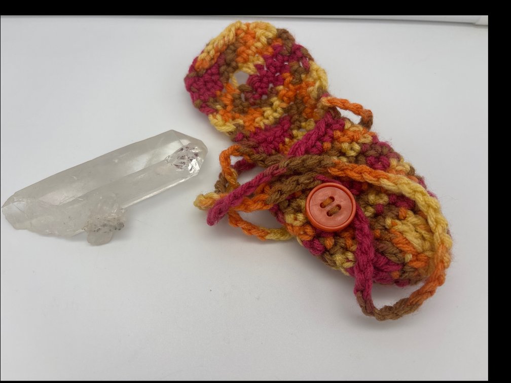 Large Quartz Crystal w/ Crocheted Bag