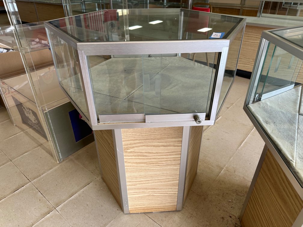 Glass Display Case with Storage