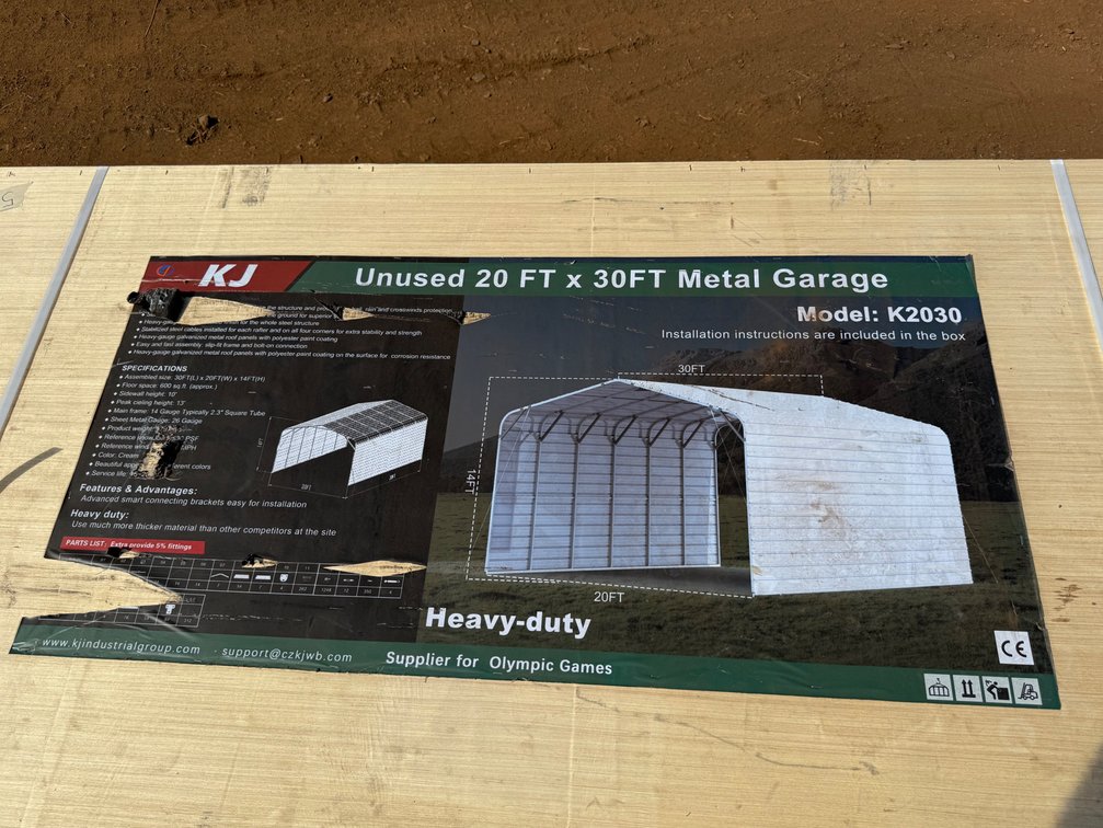 KJ 20ft x 30ft Metal Garage – Model K2030 Heavy-Duty Steel Building