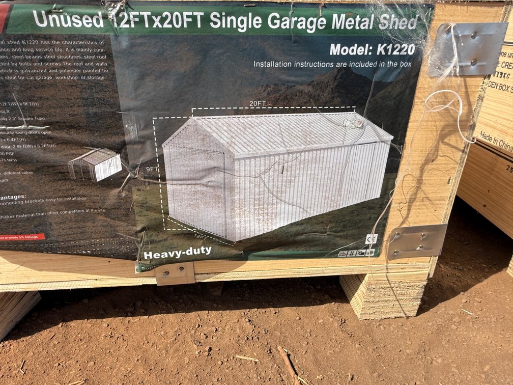 KJ 12ft x 20ft Single Garage Metal Shed – Model K1220 Heavy-Duty Steel Structure
