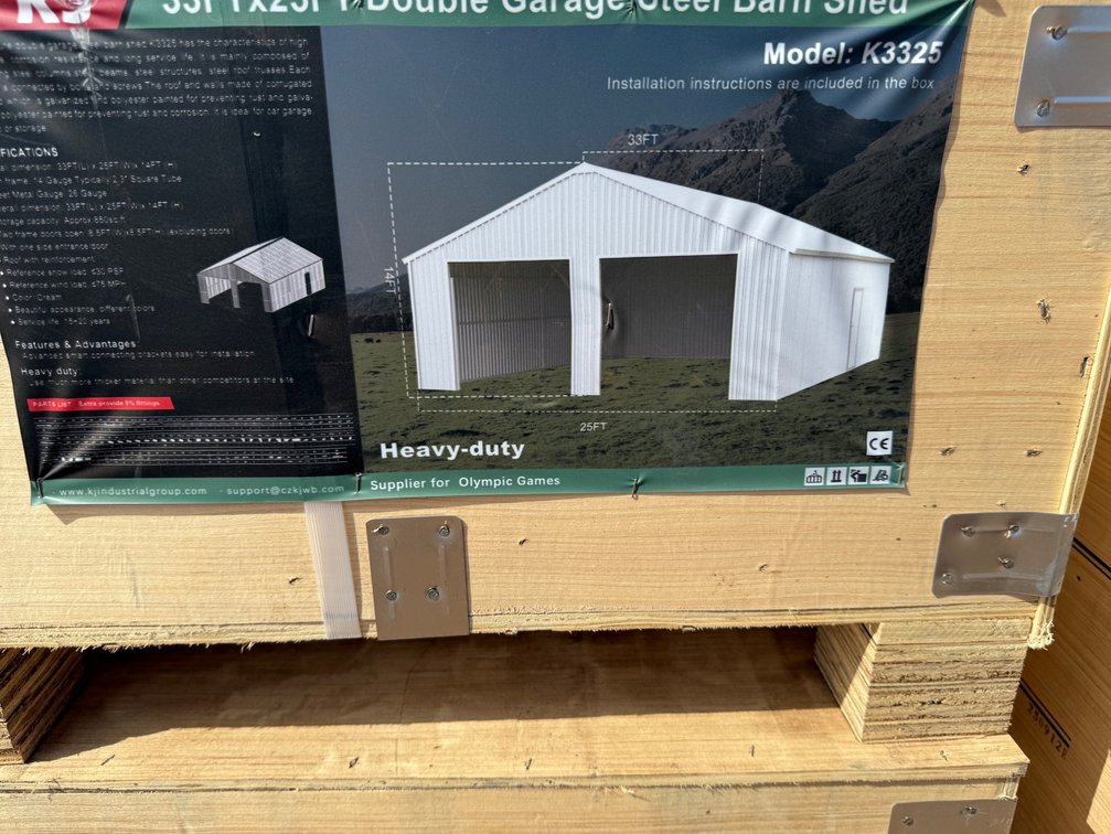 KJ Model K3325 Garage Steel Barn Shed – Heavy-Duty 33ft x 25ft Metal Building