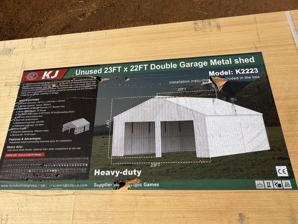 KJ 23ft x 22ft Double Garage Metal Shed – Model K2223 Heavy-Duty Steel Structure