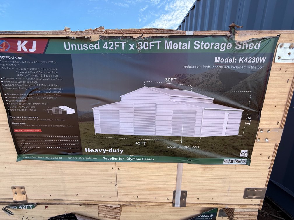 KJ 42ft x 30ft Metal Storage Shed – Model K4230W Heavy-Duty Steel Building