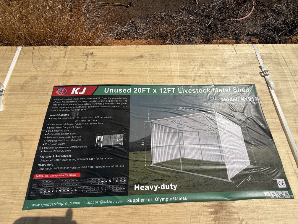 KJ 20ft x 12ft Livestock Metal Shed – Model K1912 Heavy-Duty Steel Shelter