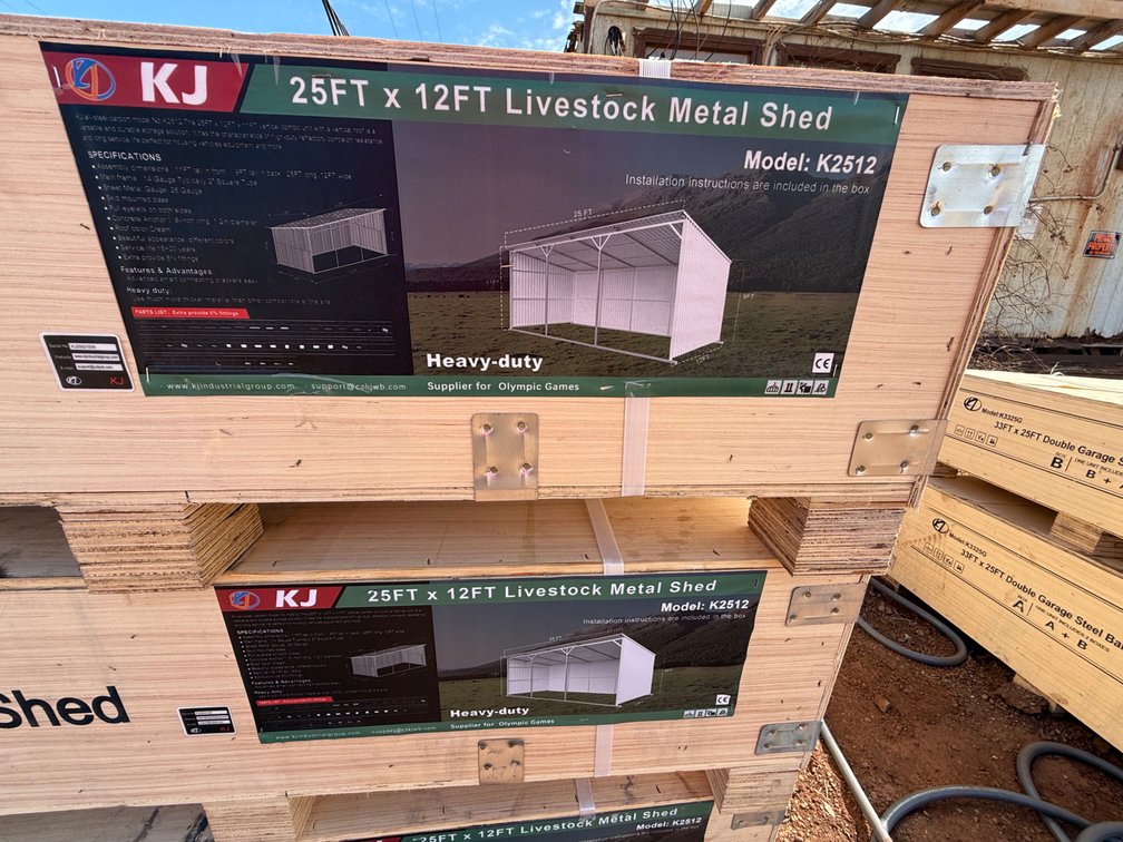 KJ 25ft x 12ft Livestock Metal Shed – Model K2512 Heavy-Duty Steel Shelter
