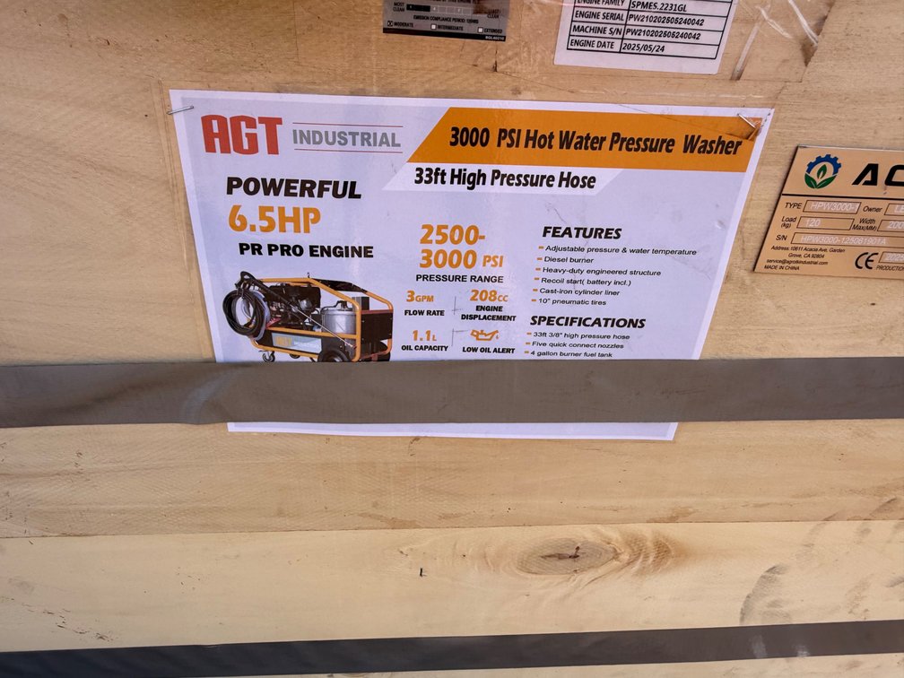 AGT 3000 PSI Hot Water Pressure Washer – Type HPW3000-1 Heavy-Duty Cleaning System