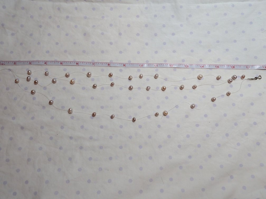 18" Pink freshwater pearls on clear line necklace