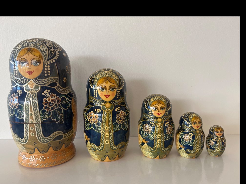 Hand- Painted Russian Nesting Dolls, Set of 5 