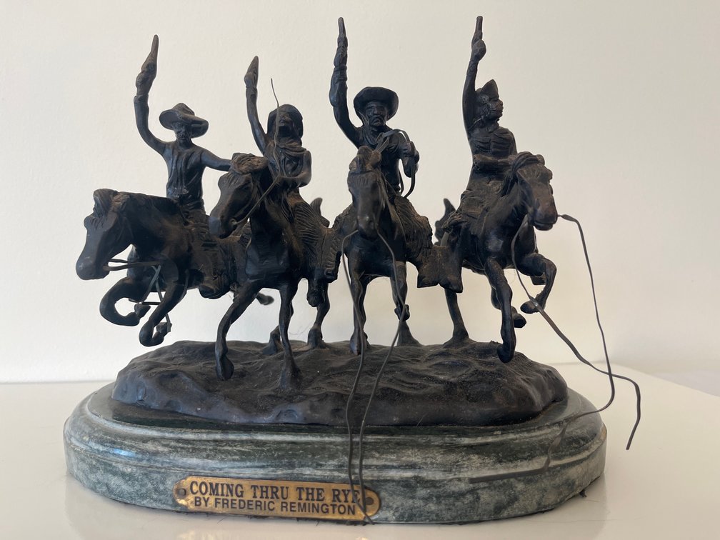 Frederic Remington Bronze Sculpture, Reproduction, "Coming Thru the Rye"