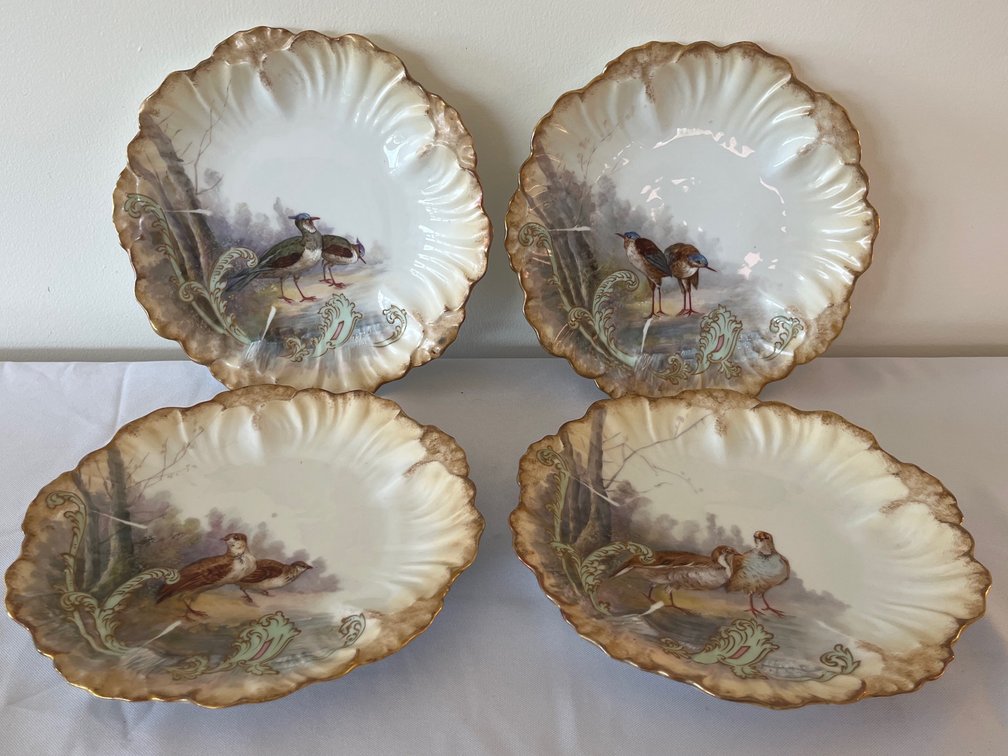 Limoges Porcelain Game Bird 9” Plates, Set of 4