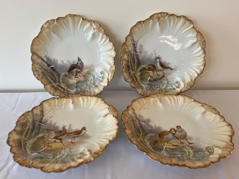 Limoges Porcelain Game Bird 9” Plates, Set of 4