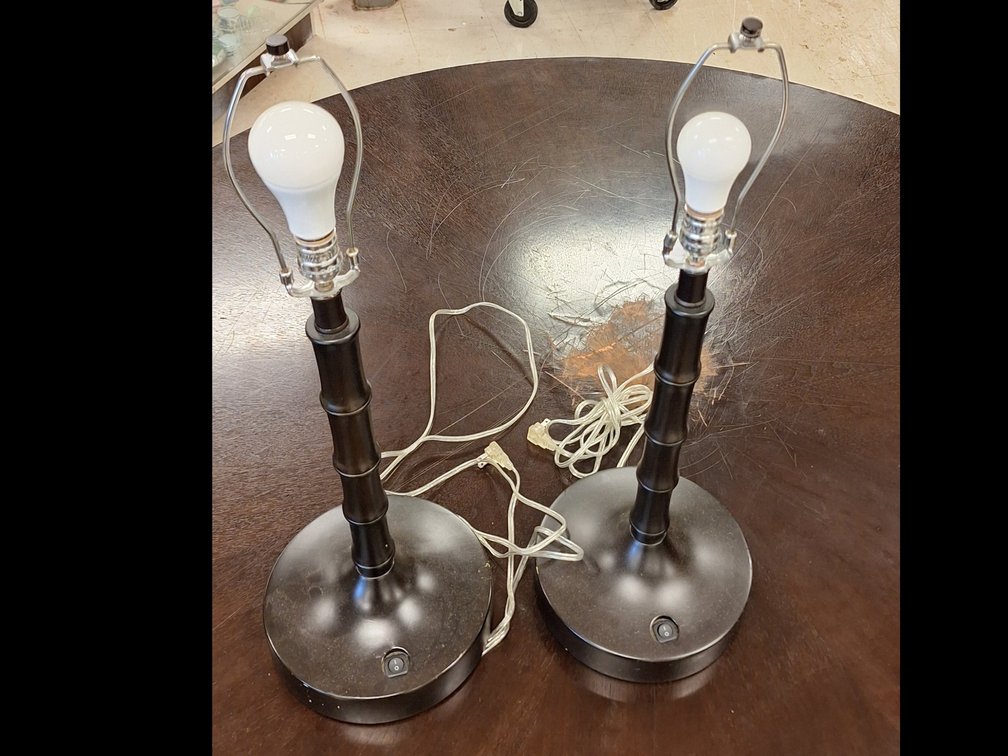 2 bamboo style lamps