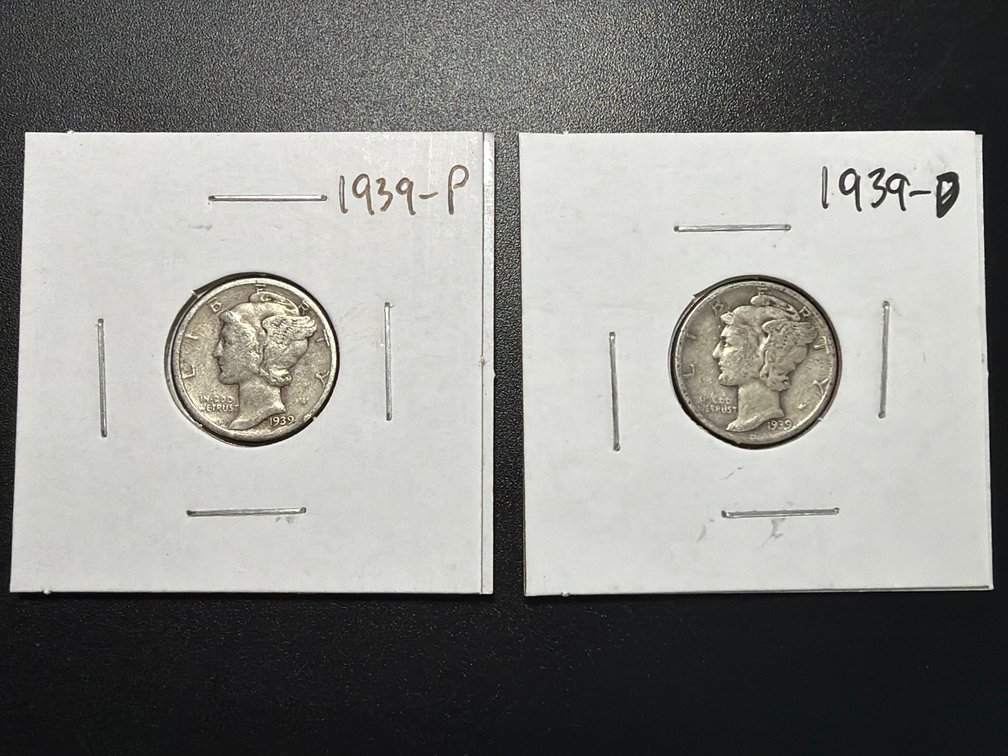 (X's 2) 1939 P and D Mercury Dimes