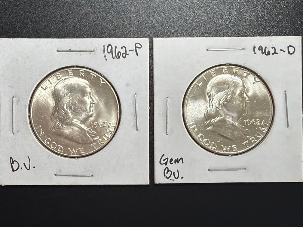 (X's 2) 1962 P and D 90% Silver Franklin Half Dollars