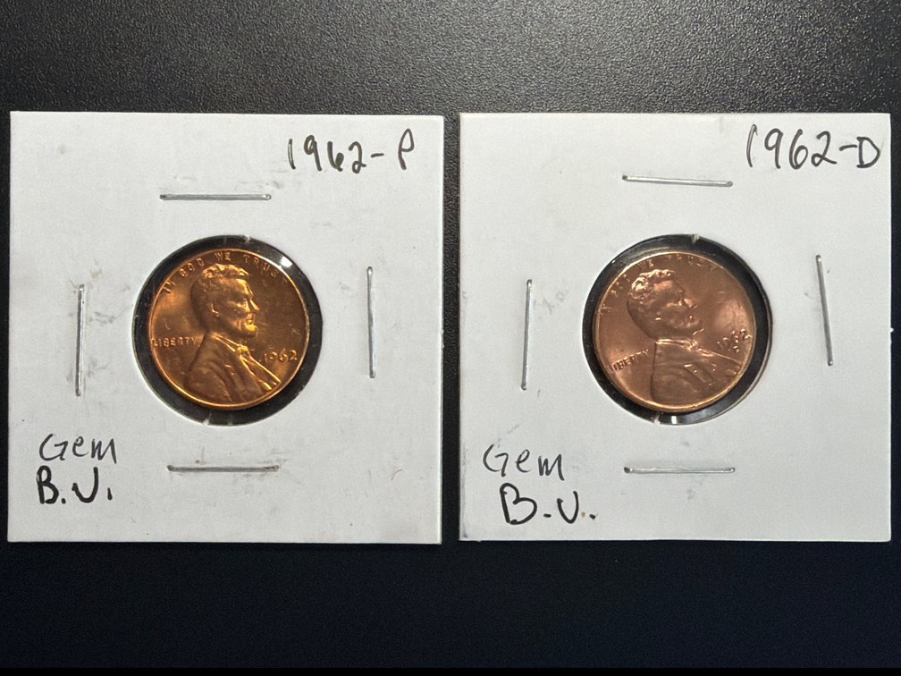 (X's 2) 1962 P and D Lincoln Cents