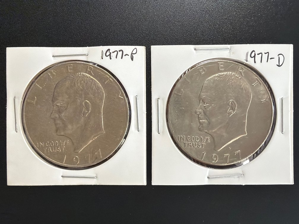 1977 P and D Clad Eisenhower Dollars
