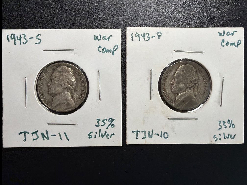 (X's 2) 1943 P and S Jefferson Nickel