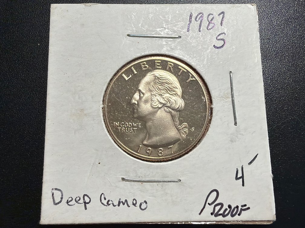 1987 S Proof Washington quarter - Deep Cameo