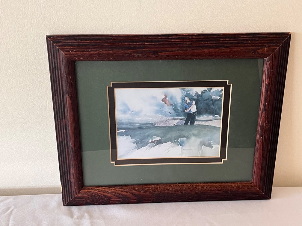 Franed Dale Cooper Golf-Themed Watercolor