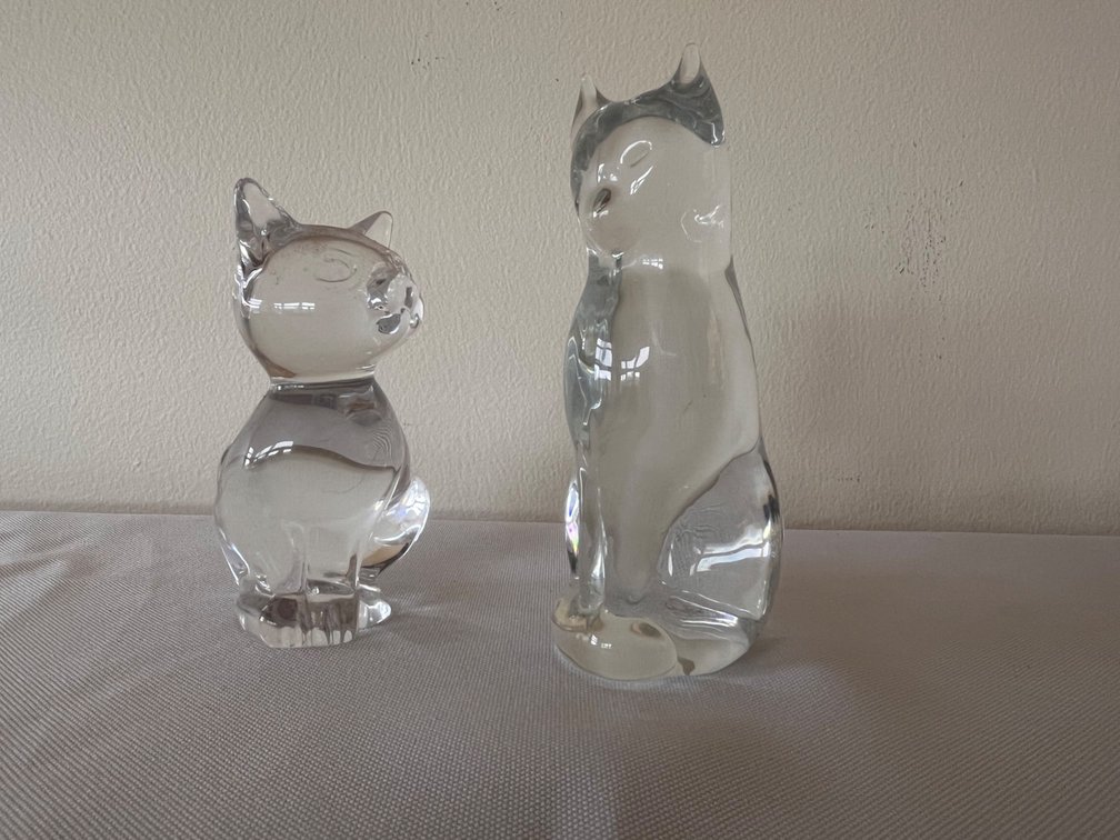 Two Glass Cat Figurines