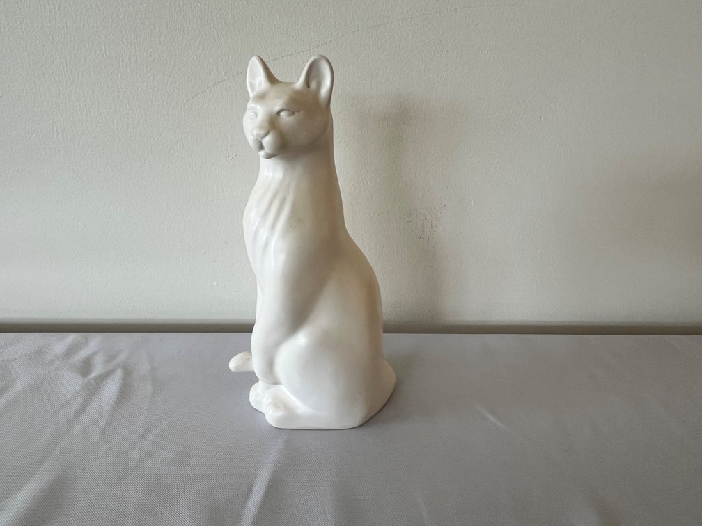 Large White Cat Figurine