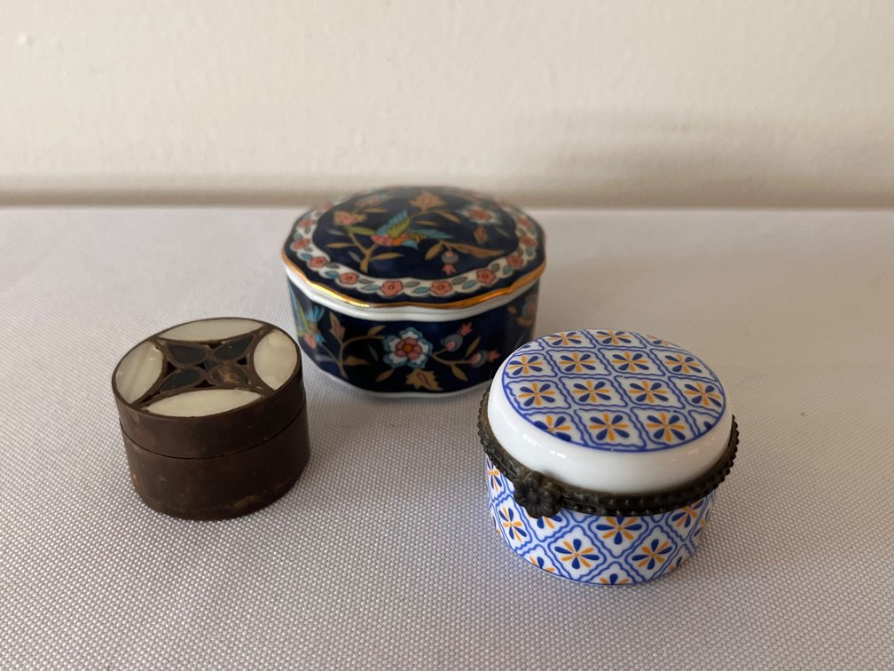 Lot of 3 Small Trinket, Pill Boxes