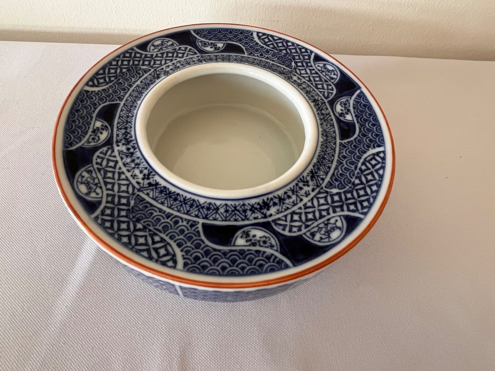 Asian Blue and White Ikebana Vase