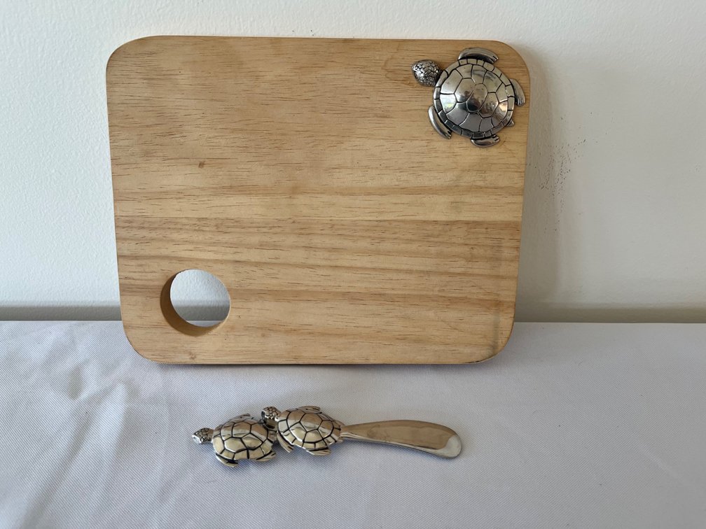 Mudpie Turtle Motif Cheese Board and Spreader