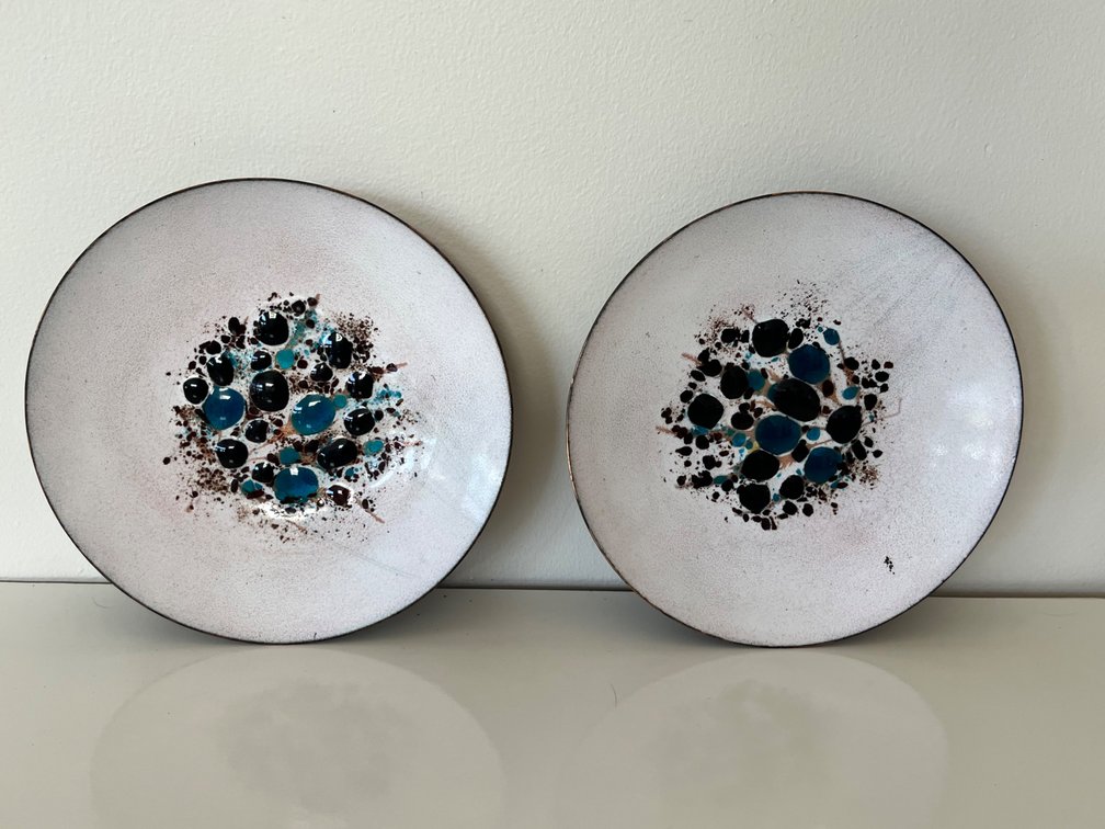 Enameled Copper Splatter Bowls, Set of 2