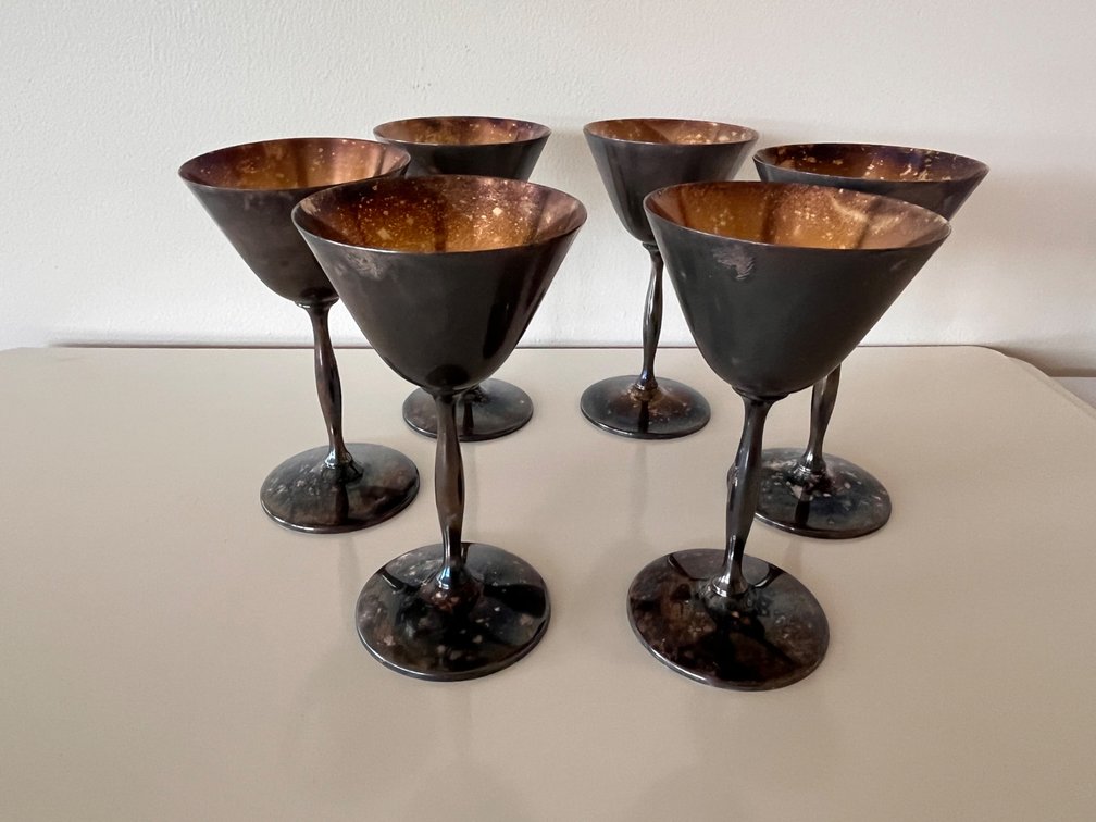 Silver-Plated Wine Glasses, Set of 6, Lot # 2