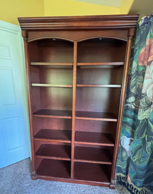 Tall Wooden Bookcase with Crown Molding