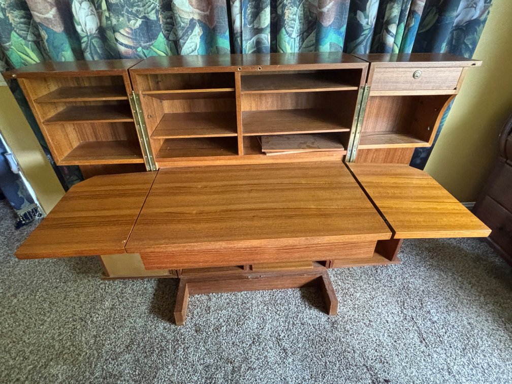 Mid Century Fold Out Wooden Desk