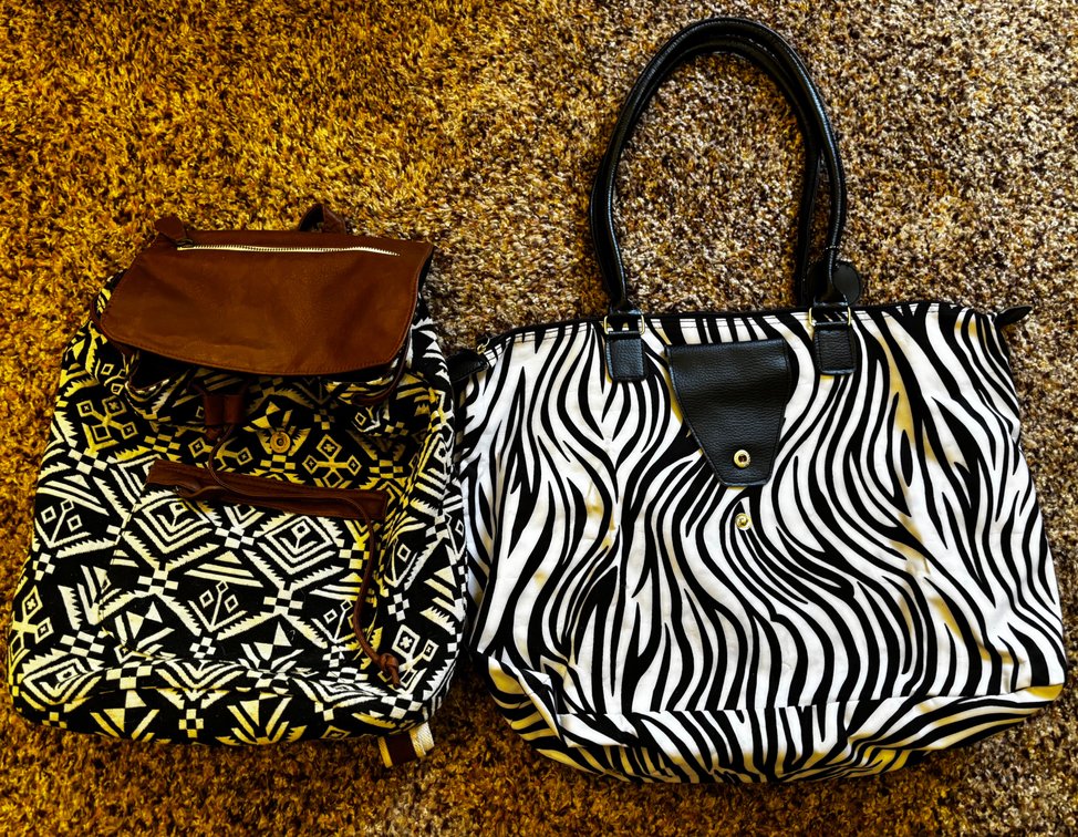 Two Black and White Bags 