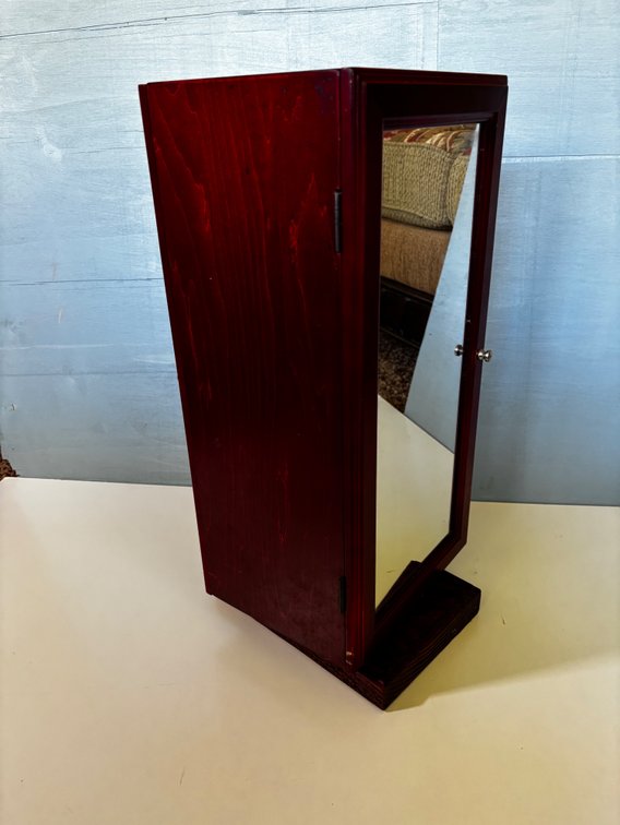 Rotating Mirrored Jewelry Cabinet Double Sided