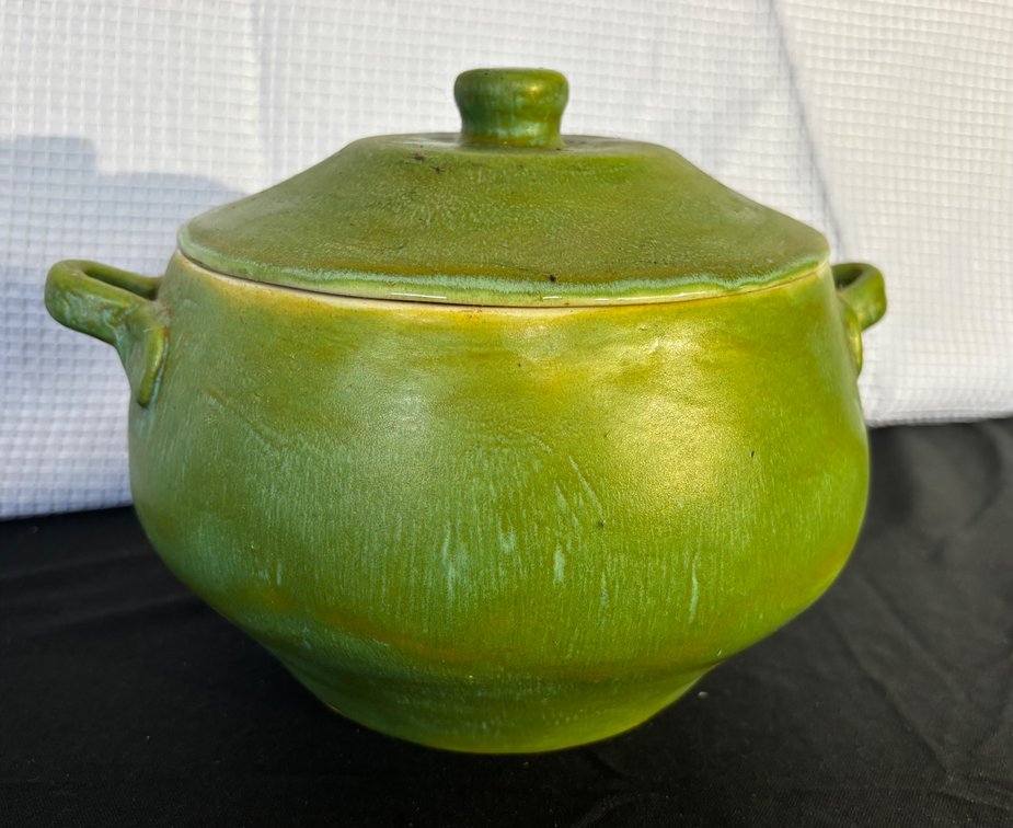 Fern Colored Studio Pottery Pot with Lid 