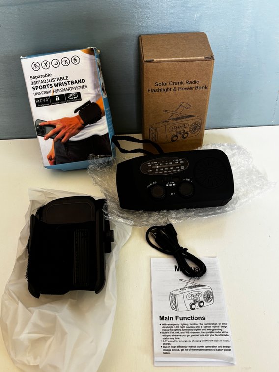 Solar Crank Radio and Adjustable Sports Wristband