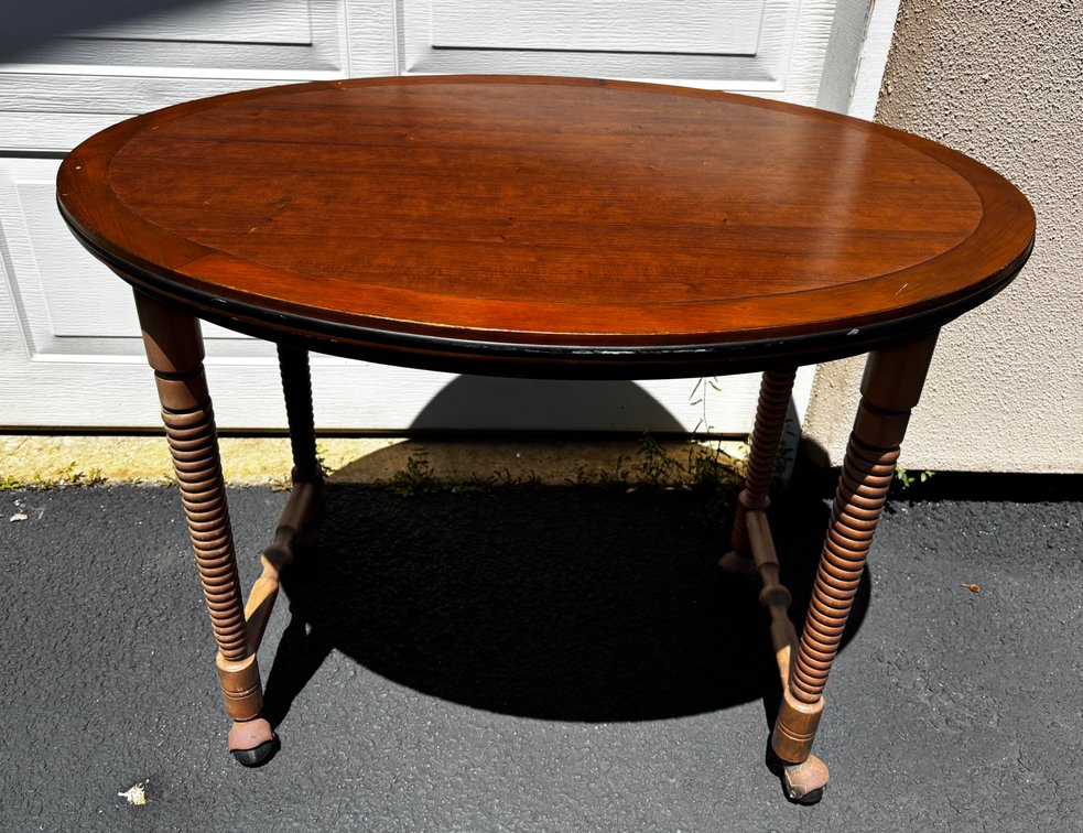 Antique Oval Table on Wheels