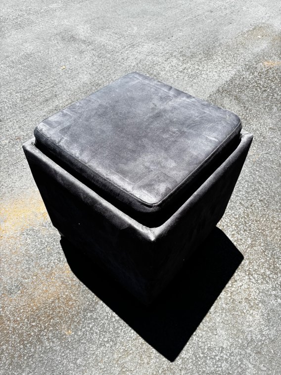 Gray Suede Storage Ottoman